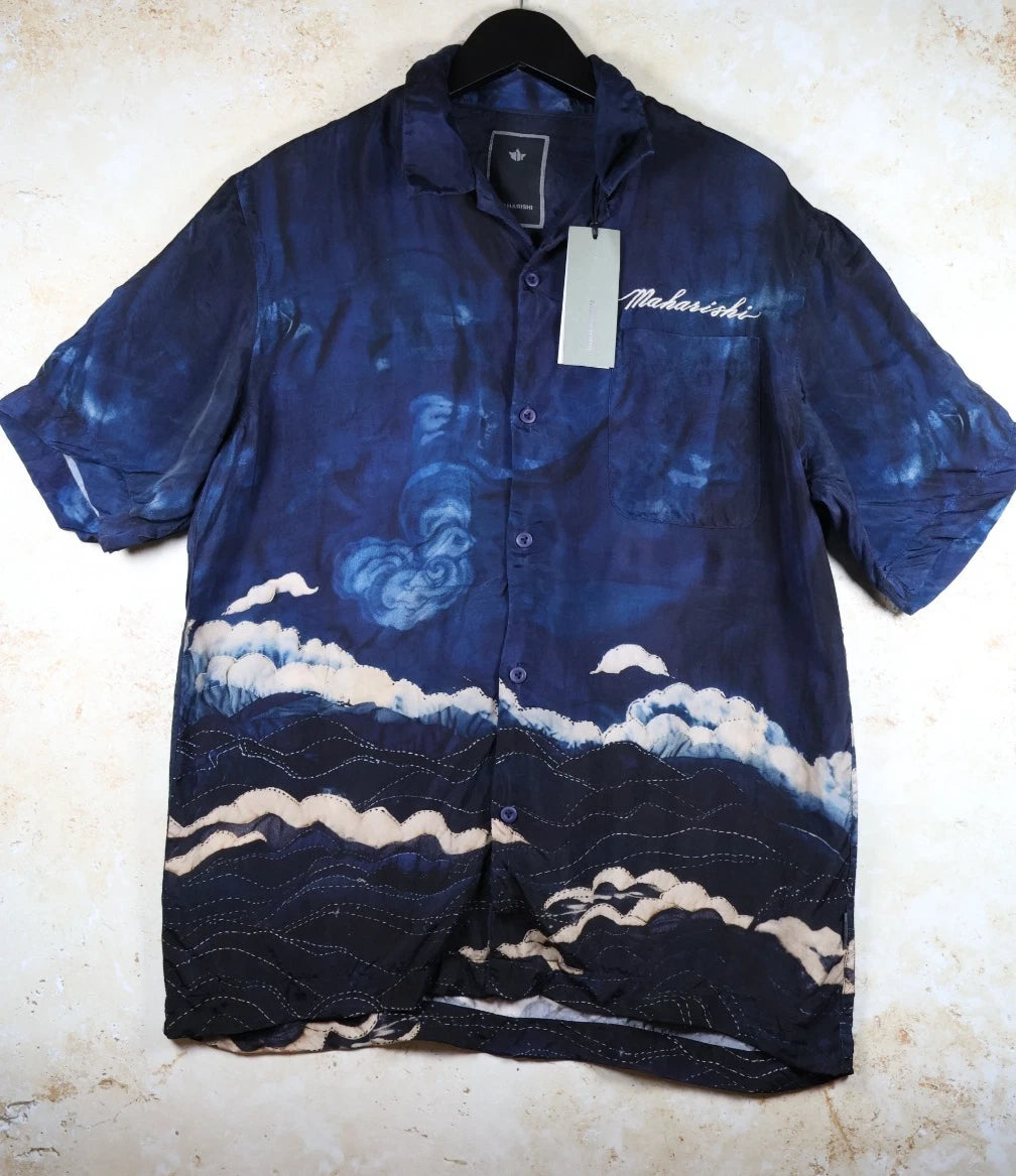Maharishi Boro Crane Camp Collar Shirt (Multi, Medium)