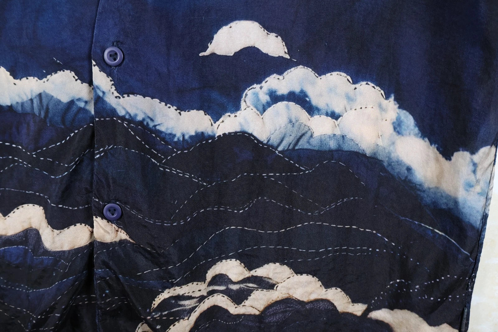 Maharishi Boro Crane Camp Collar Shirt (Multi, Medium)