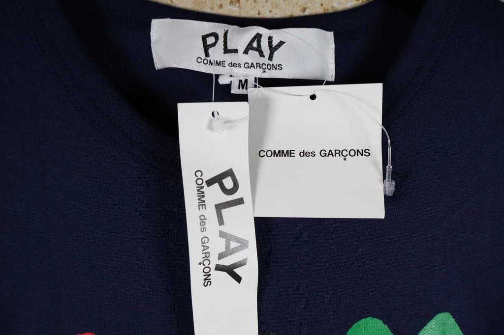 COMME des GARÇONS Play T-Shirt 3 Hearts (Navy, Medium)