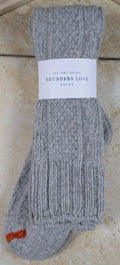Thunders Love Women's High Knee Cable Knit Socks (Grey, UK 3.5-6)