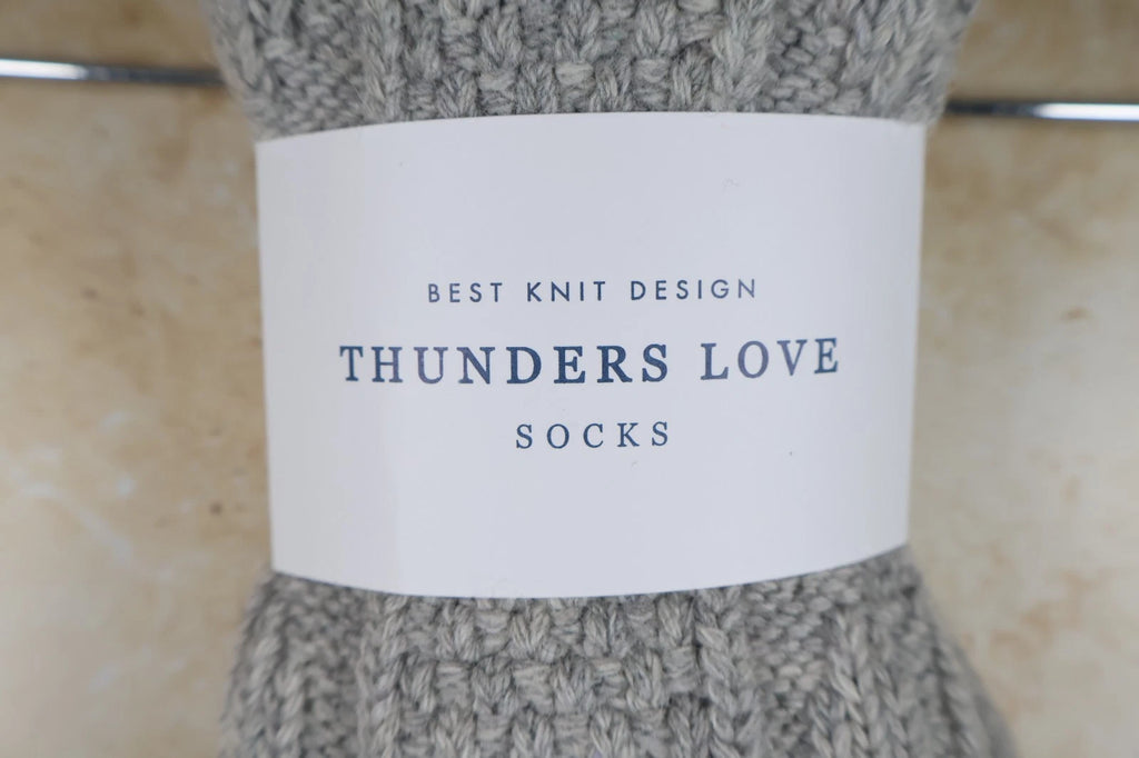Thunders Love Women's High Knee Cable Knit Socks (Grey, UK 3.5-6)