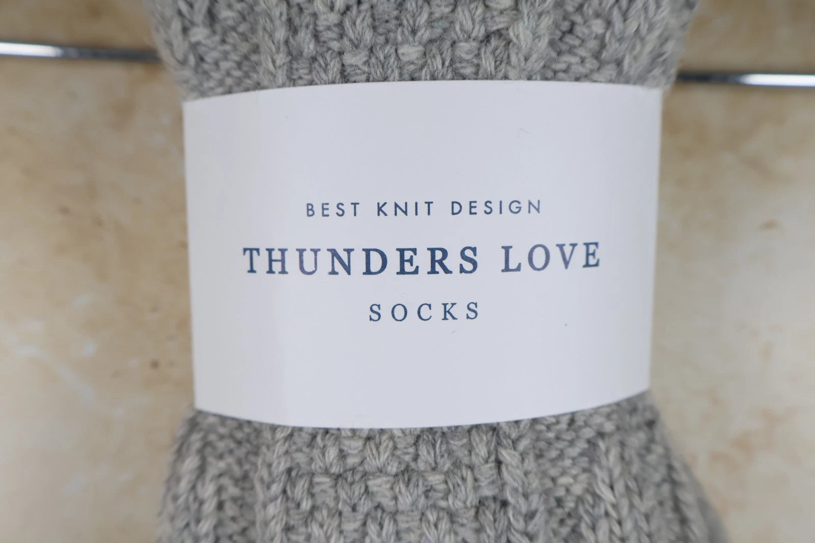 Thunders Love Women's High Knee Cable Knit Socks (Grey, UK 3.5-6)