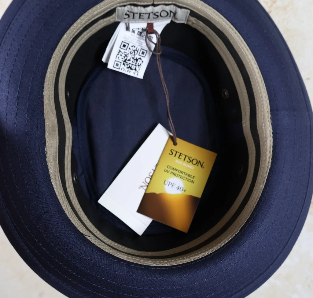 Stetson Classic Band Pork Pie Cloth Hat (Navy/Red, M 56-57cm)