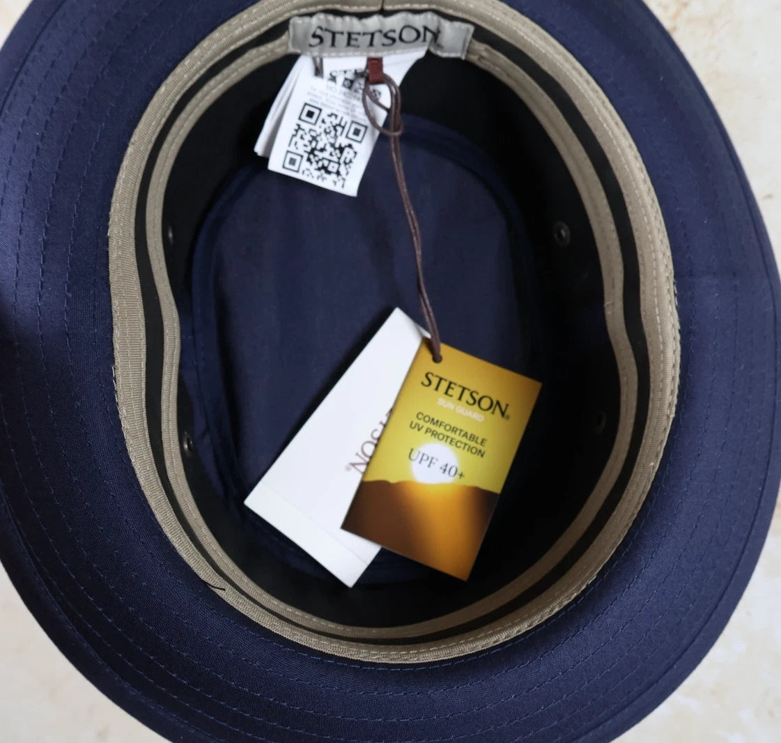 Stetson Classic Band Pork Pie Cloth Hat (Navy/Red, M 56-57cm)
