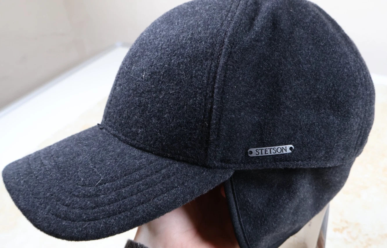 Stetson Cashmere Wool Blend Vaby Ear Flaps Cap (Grey, XL 60-61cm)