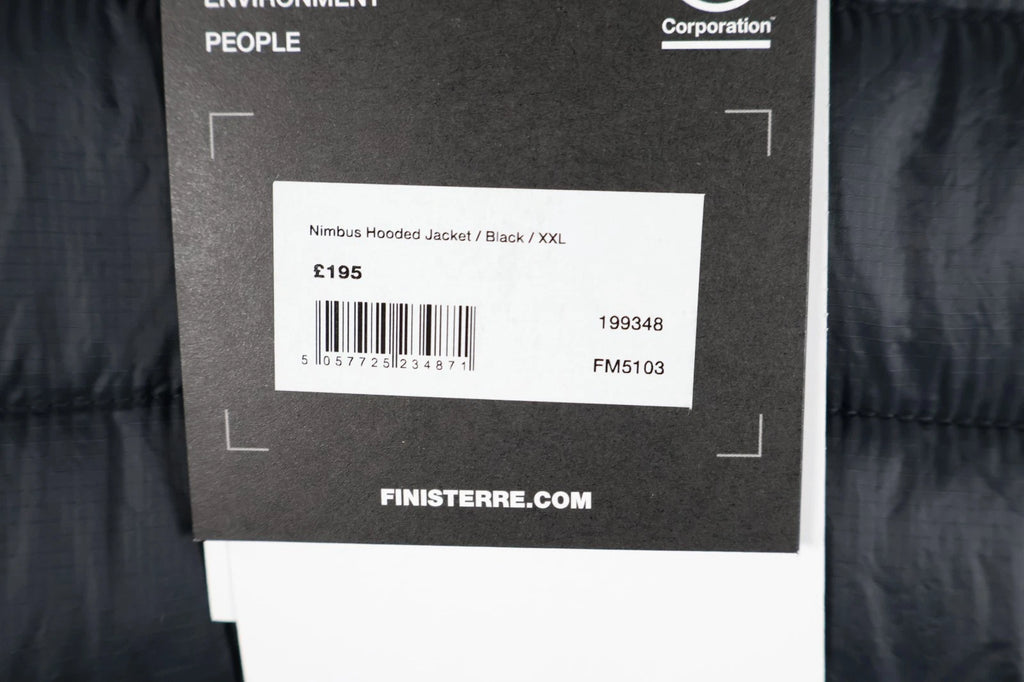 Finisterre Men's Insulated Hooded Nimbus Jacket (Black, XXL)