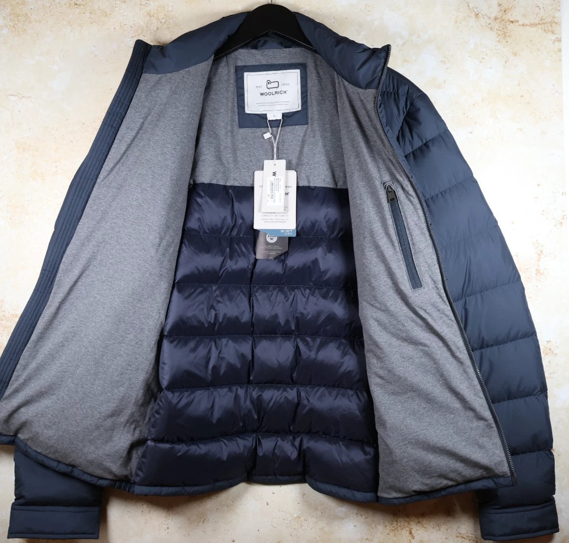 Woolrich Men's Microfibre Down Jacket (Melton Blue, Large)