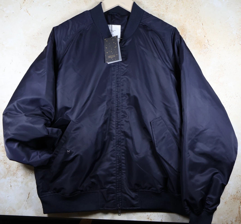 Percival Men's Nylon Bomber Jacket (Midnight/Olive, XXL)