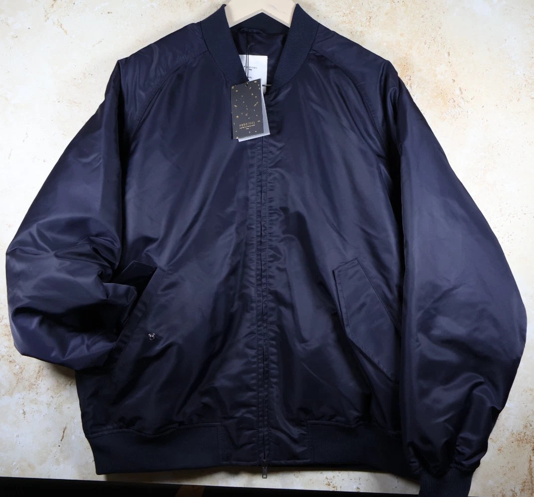 Percival Men's Nylon Bomber Jacket (Midnight/Olive, XXL)