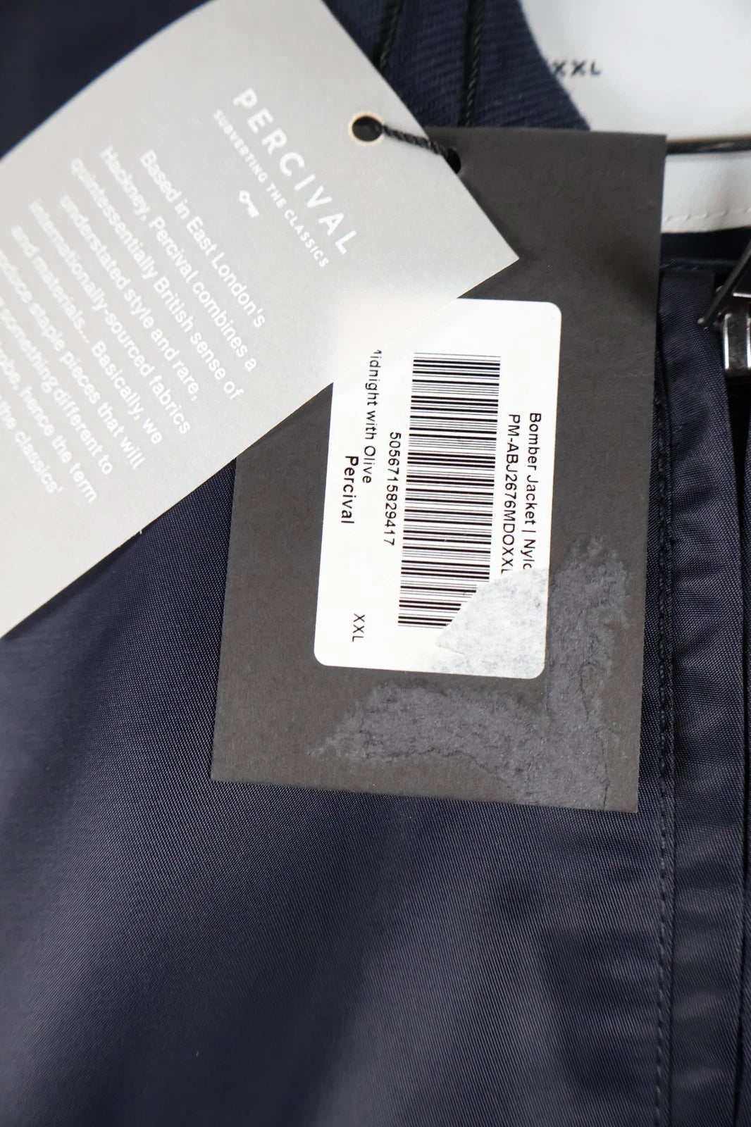 Percival Men's Nylon Bomber Jacket (Midnight/Olive, XXL)