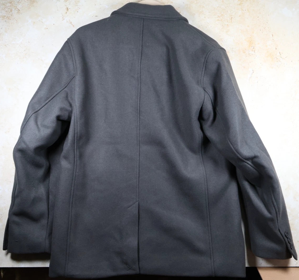 Percival Men's Melton Wool Pea Coat Jacket (Charcoal, Size 40)