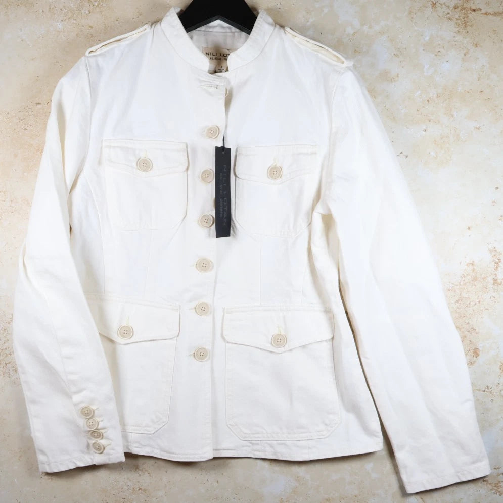 Nili Lotan Geraldine Denim Jacket (Cream, Small)