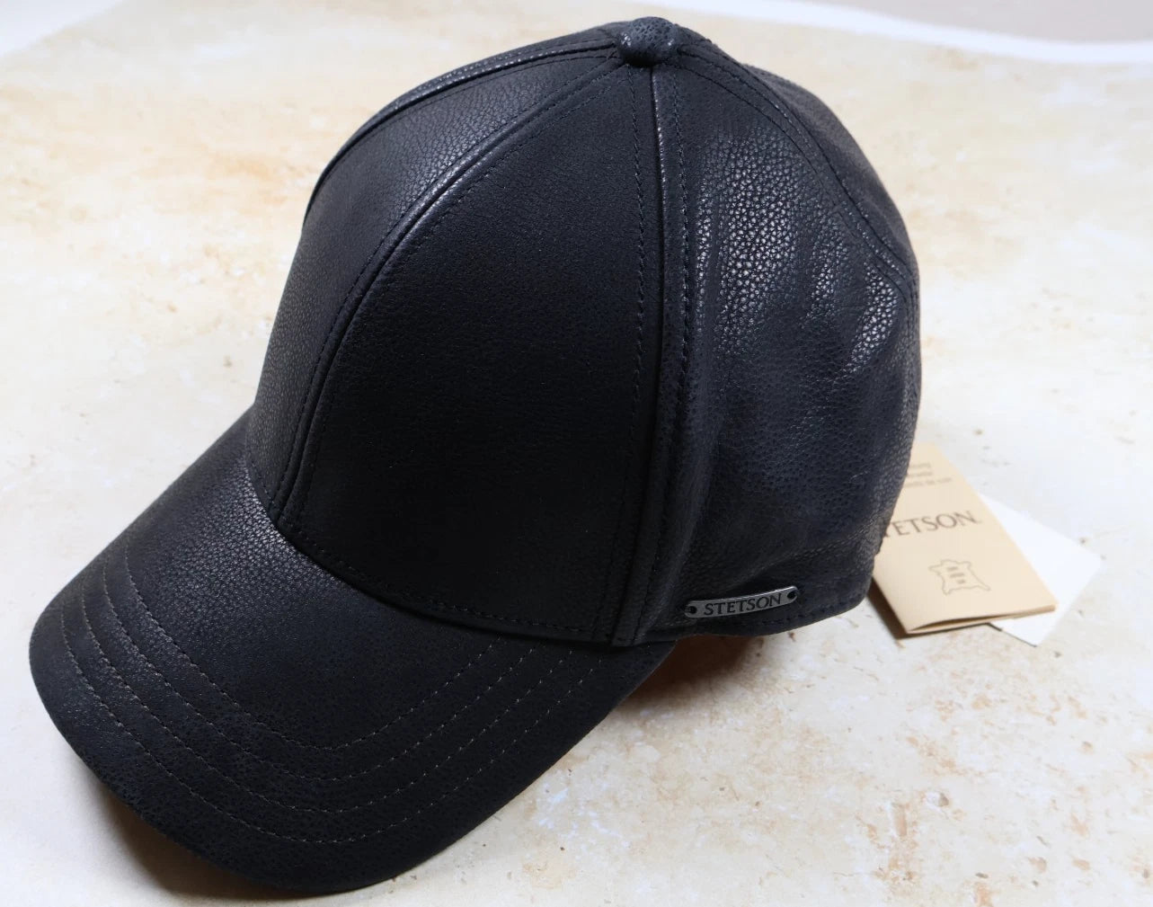 Stetson Chevrette Cowhide Cap with Ear Flaps (Black, L 58-59cm)