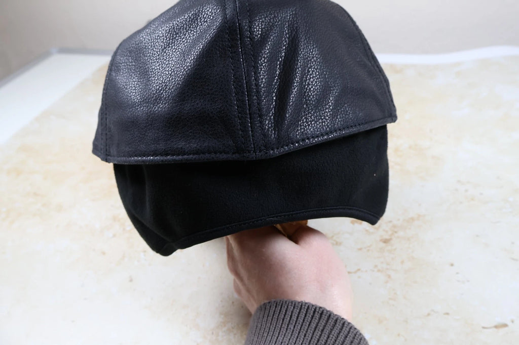 Stetson Chevrette Cowhide Cap with Ear Flaps (Black, L 58-59cm)