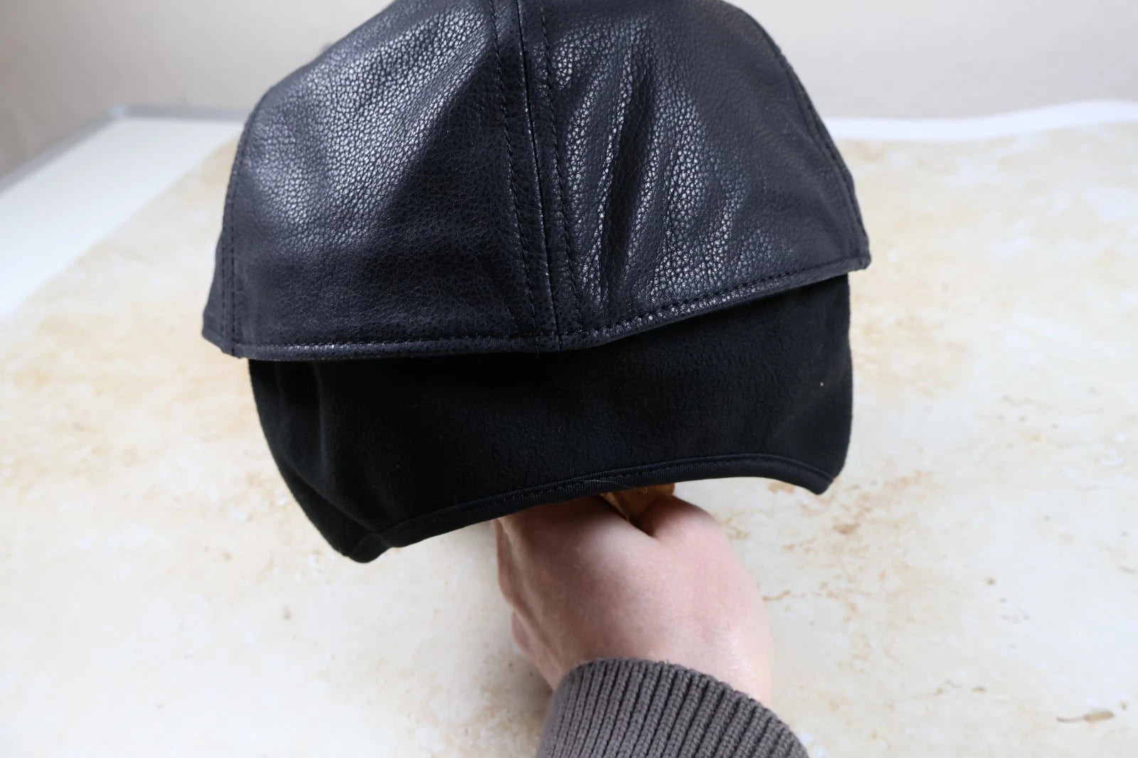 Stetson Chevrette Cowhide Cap with Ear Flaps (Black, L 58-59cm)