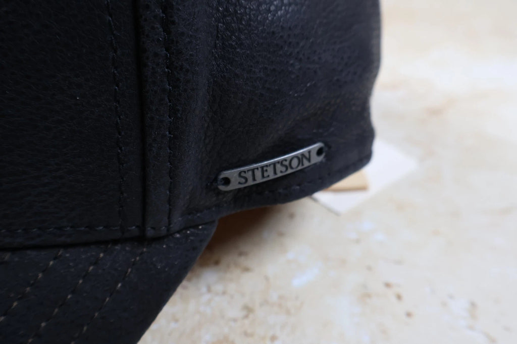 Stetson Chevrette Cowhide Cap with Ear Flaps (Black, L 58-59cm)