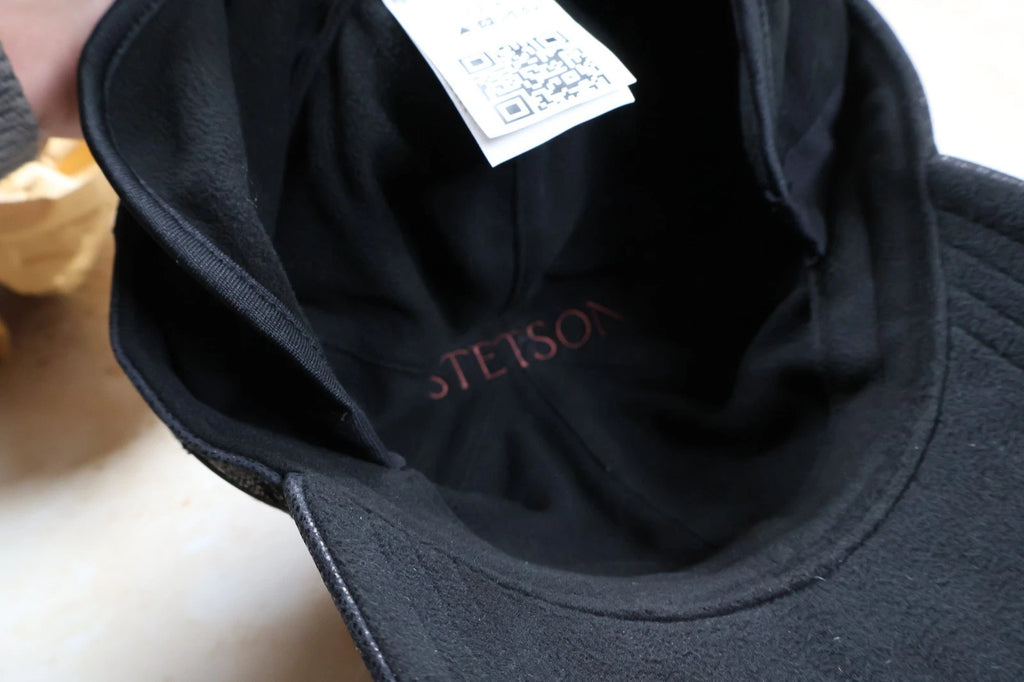 Stetson Chevrette Cowhide Cap with Ear Flaps (Black, L 58-59cm)