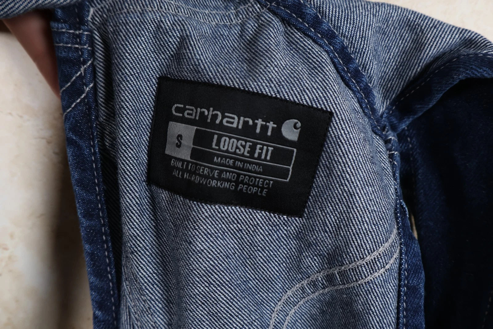 Carhartt Loose Fit Denim Bib Dungarees (Blue, Small)