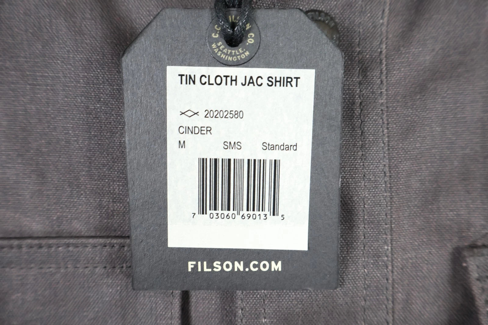 Filson Tin Cloth Jac Shirt ("Cinder", Medium)