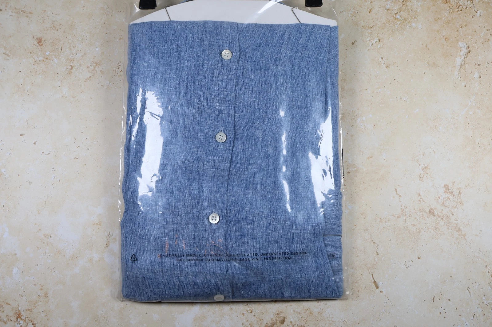 Sunspel Men's Long Sleeve Linen Shirt (Como Blue, XL)
