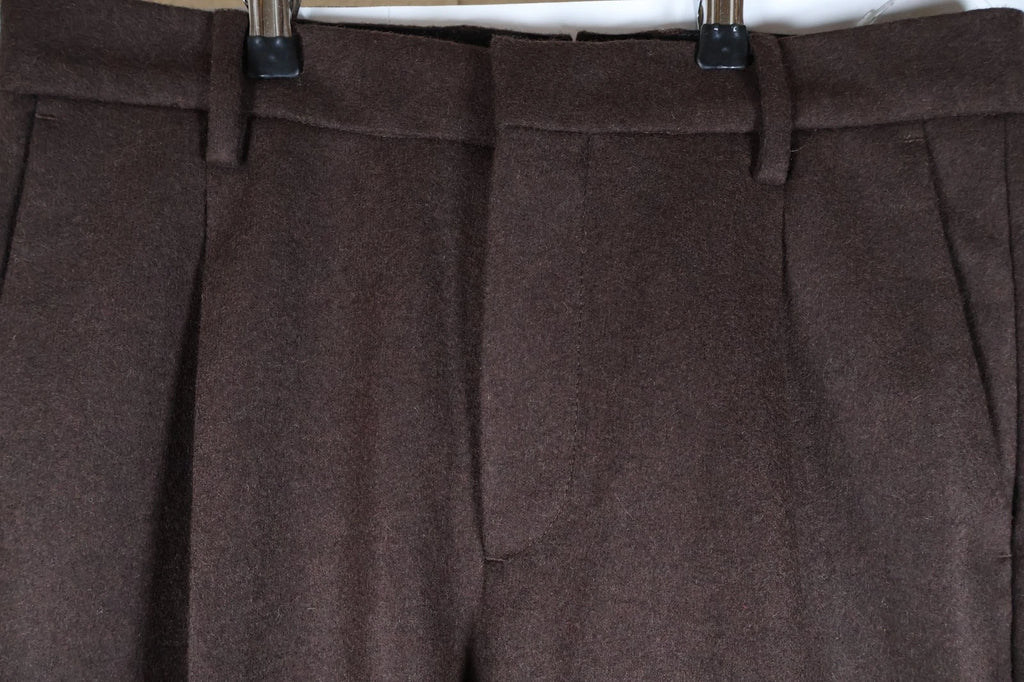 Sunspel Men's Wool Pleated Trousers (Brown, W28)
