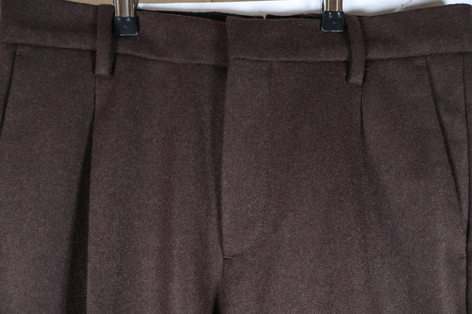 Sunspel Men's Wool Pleated Trousers (Brown, W28)