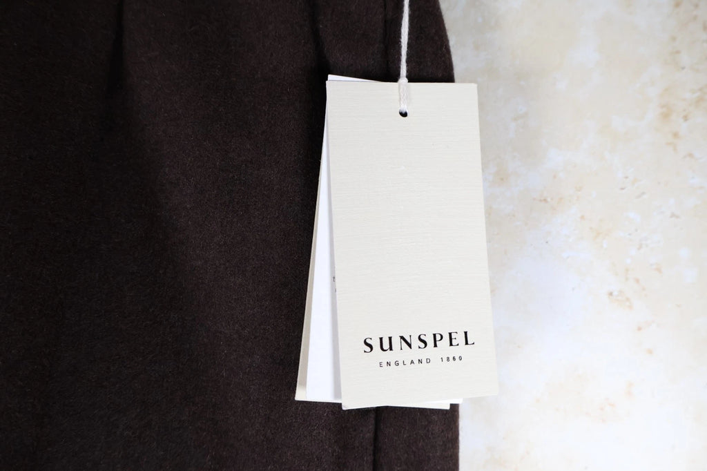 Sunspel Men's Wool Pleated Trousers (Brown, W28)