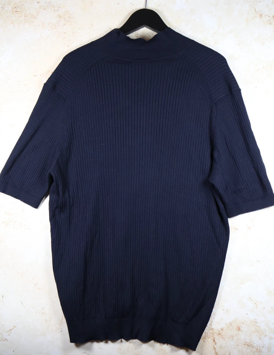 Sunspel Fine Rib Silk Cotton Polo (Navy, XXL)