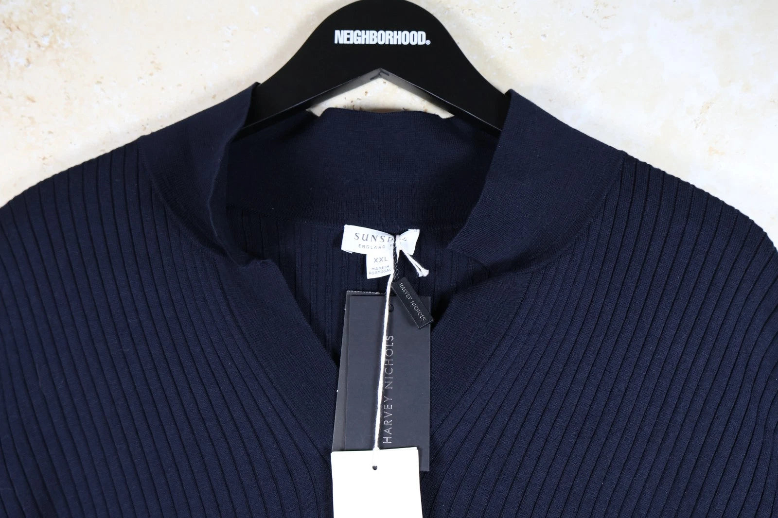 Sunspel Fine Rib Silk Cotton Polo (Navy, XXL)