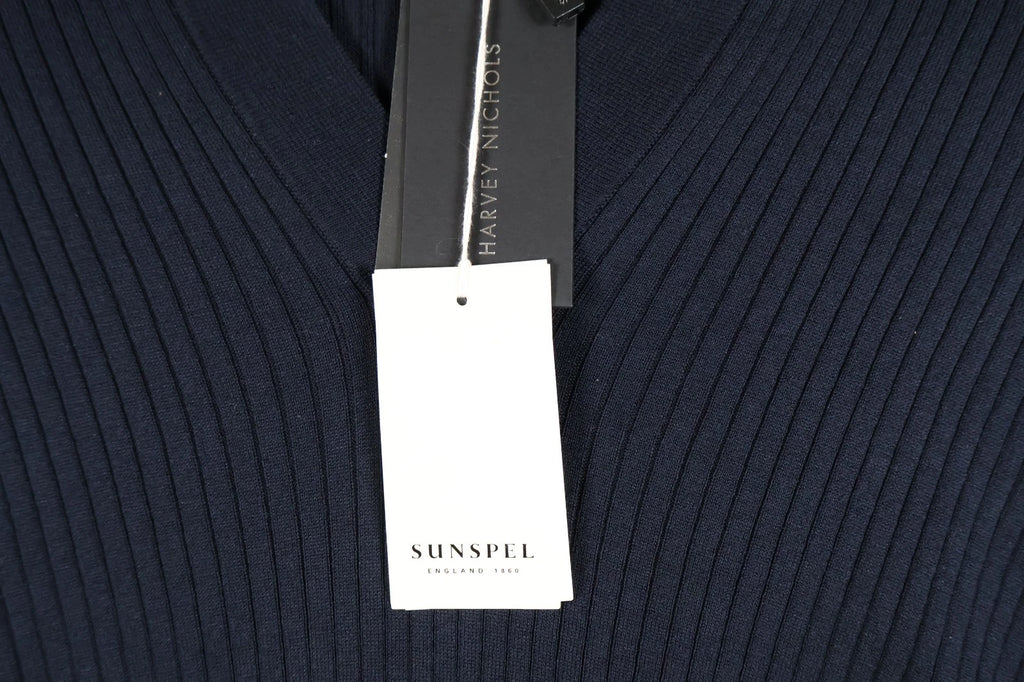Sunspel Fine Rib Silk Cotton Polo (Navy, XXL)