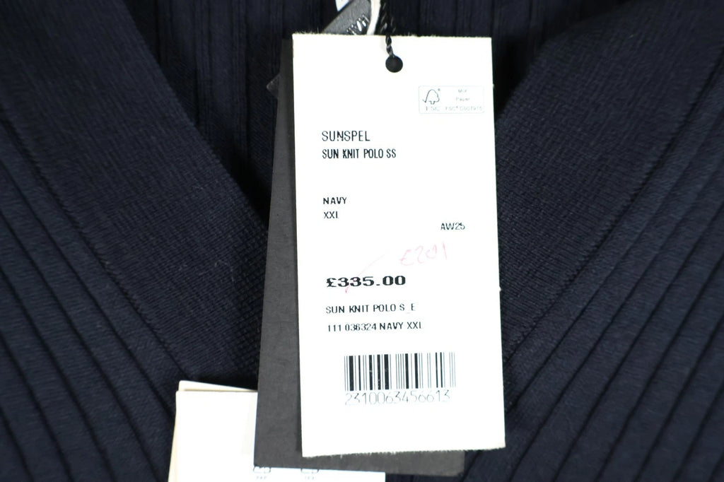 Sunspel Fine Rib Silk Cotton Polo (Navy, XXL)
