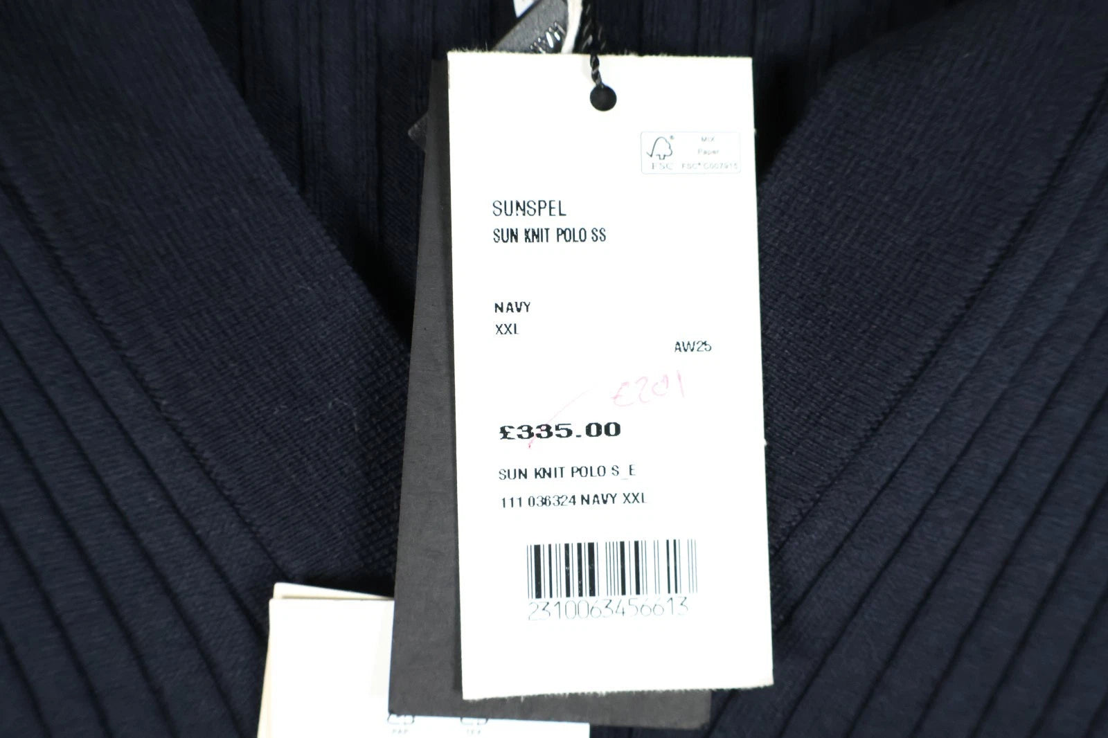 Sunspel Fine Rib Silk Cotton Polo (Navy, XXL)