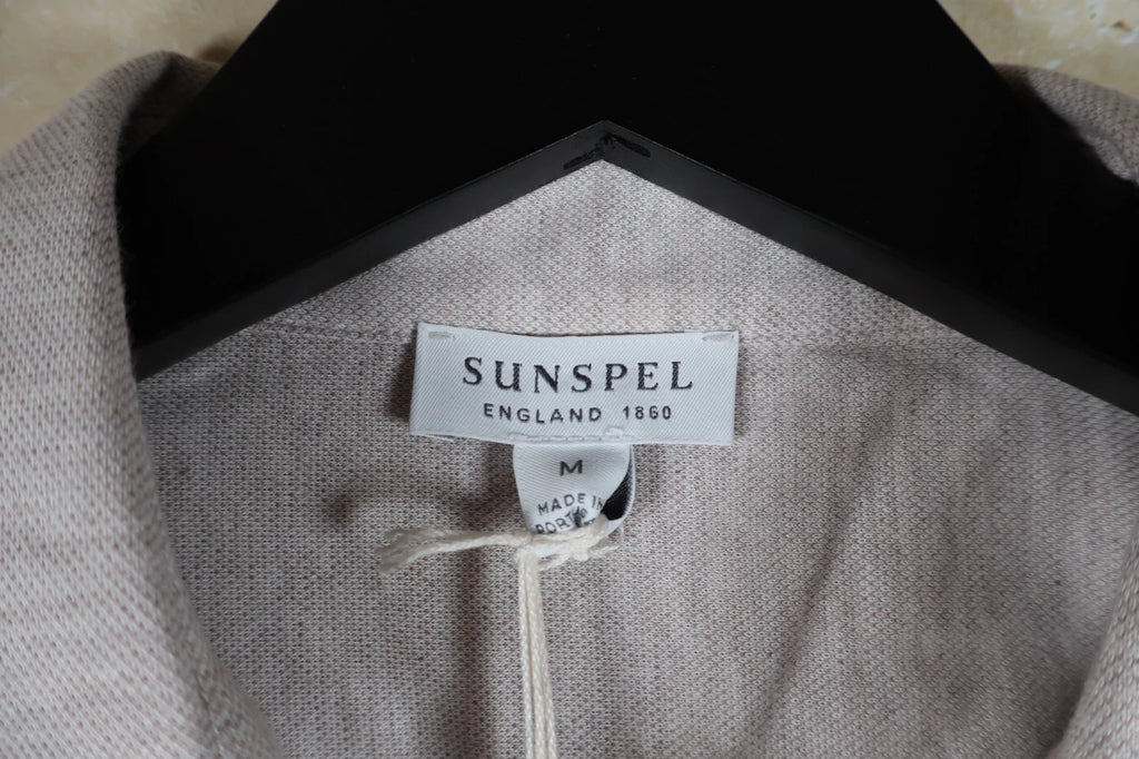 Sunspel Men's Pique Cashmere/Pima Cotton Jersey Shirt (Putty, Medium)