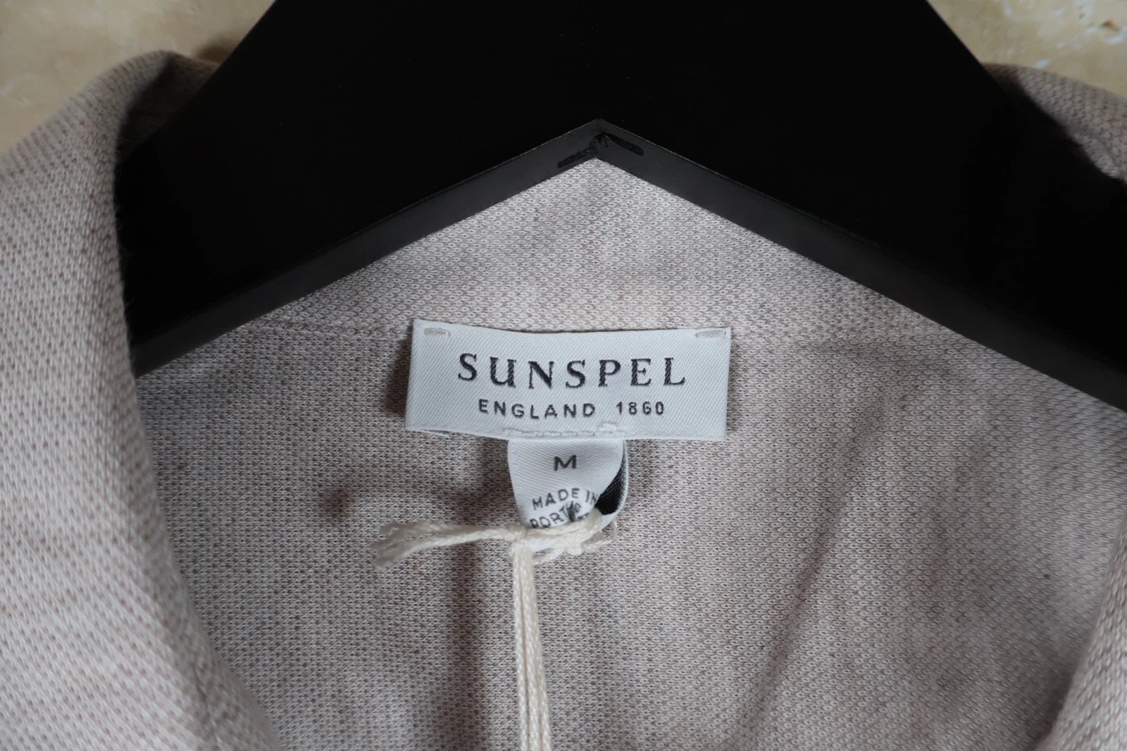 Sunspel Men's Pique Cashmere/Pima Cotton Jersey Shirt (Putty, Medium)