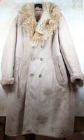 Women's Vintage Sheepskin Long Coat with Fur Collar