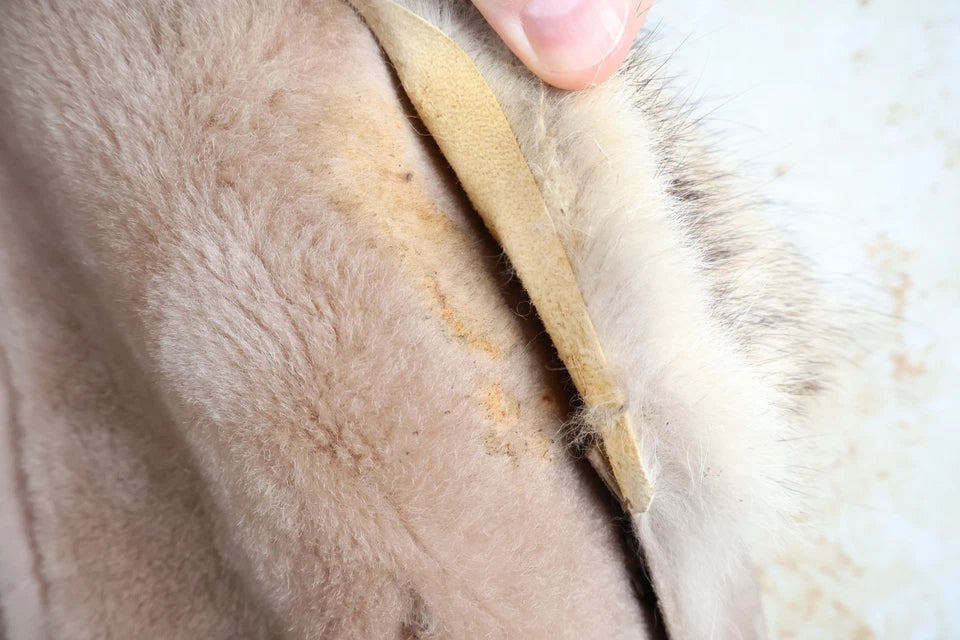 Women's Vintage Sheepskin Long Coat with Fur Collar