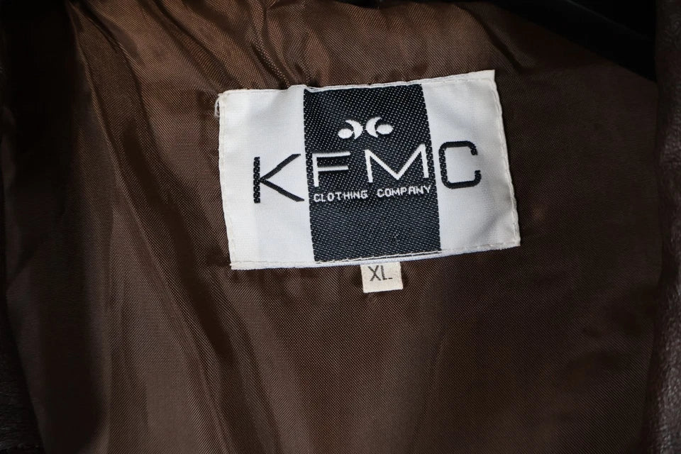 KFMC Vintage Button Up Leather Jacket with Aztec/Navajo Design